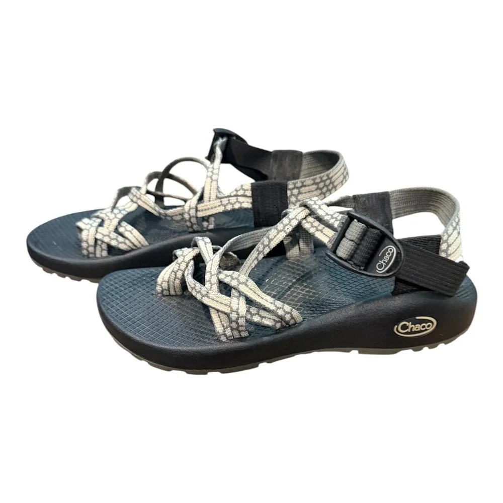 Chaco Z Cloud X2 Sandals Womens 6 Gray Black Strappy Toe Loop Athletic Hiking